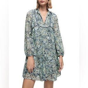 NWT Maje Reladon Floral Chiffon Dress 40/US 8 Ruffle V-Neck Boho Parisian